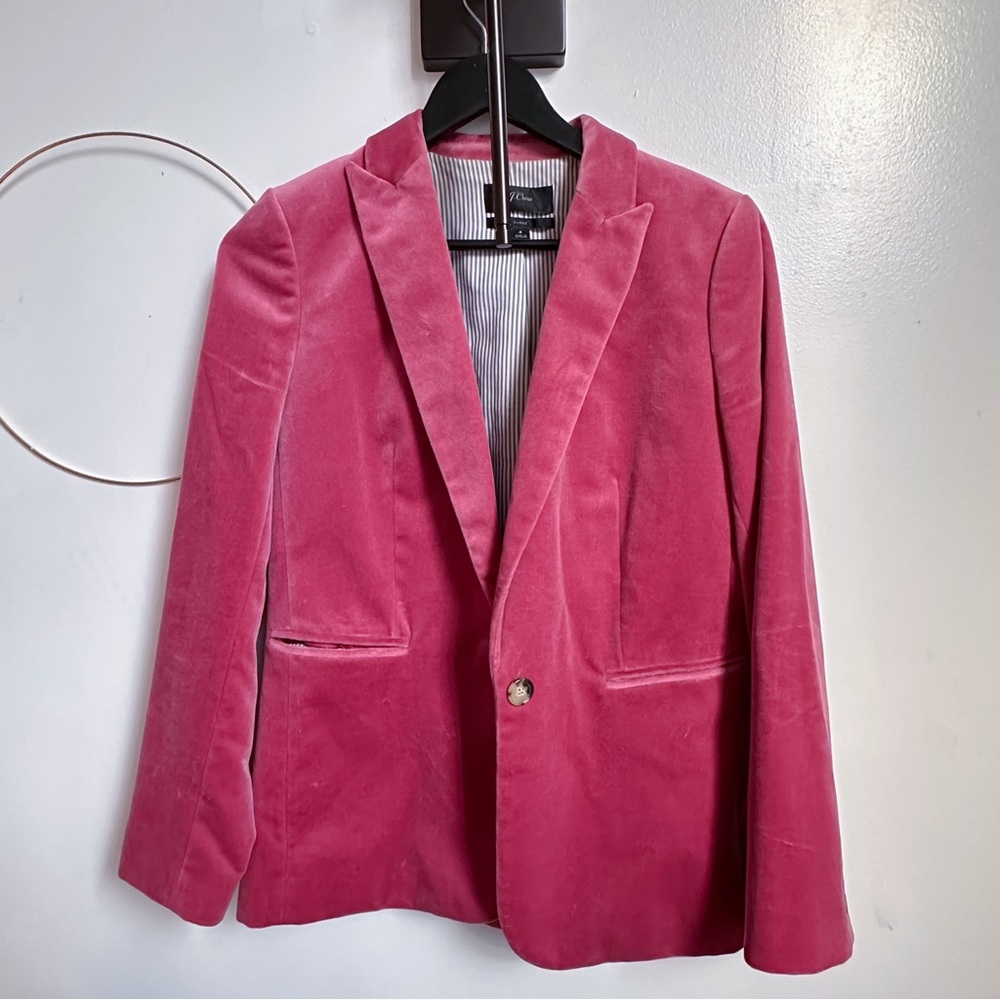 J. Crew Pink Velvet Parke Blazer Size 4 in Dried Rose
